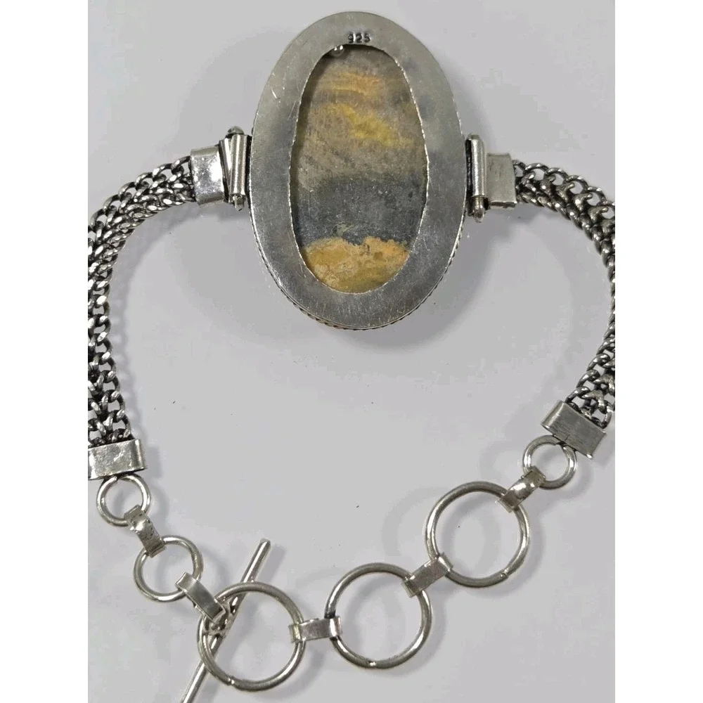 Natural Bumble Bee Jasper 925 Silver Chain Adjustable Bracelet Hand Made